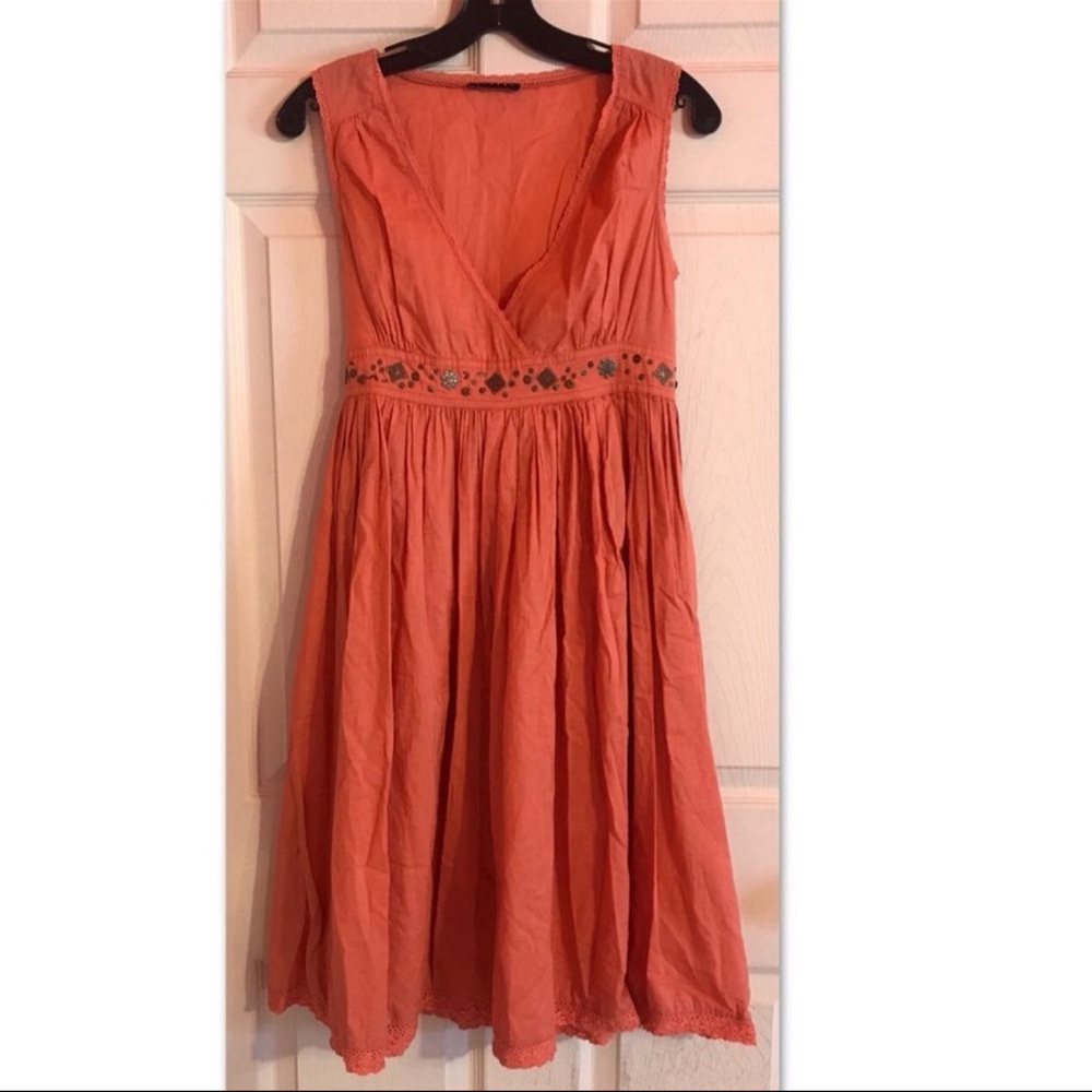 Sisley Pleated Crochet Trim Dress